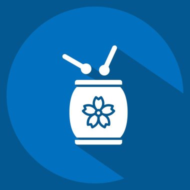 Simge Davulu. Sakura Festivali sembolüyle ilgili. Uzun gölge tarzı. Basit dizayn edilebilir. Basit resimleme