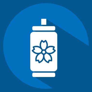 Simgesel Konserve Su. Sakura Festivali sembolüyle ilgili. Uzun gölge tarzı. Basit dizayn edilebilir. Basit resimleme