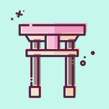 İkon Torii. Sakura Festivali sembolüyle ilgili. MBE tarzı. Basit dizayn edilebilir. Basit resimleme