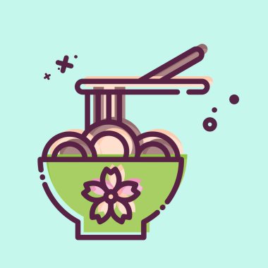 İkon Ramen. Sakura Festivali sembolüyle ilgili. MBE tarzı. Basit dizayn edilebilir. Basit resimleme