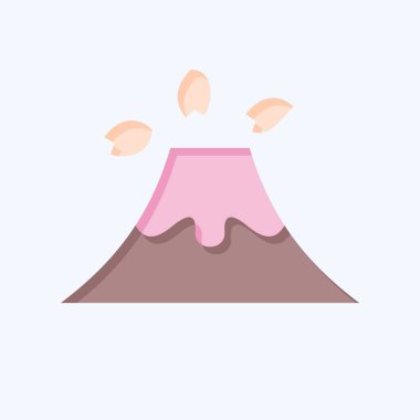 Simge Fuji. Sakura Festivali sembolüyle ilgili. Düz stil. Basit dizayn edilebilir. Basit resimleme