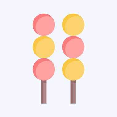 İkon Dango. Sakura Festivali sembolüyle ilgili. Düz stil. Basit dizayn edilebilir. Basit resimleme