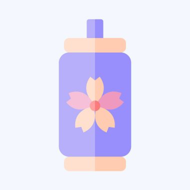 Simgesel Konserve Su. Sakura Festivali sembolüyle ilgili. Düz stil. Basit dizayn edilebilir. Basit resimleme