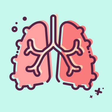 Simge Fibrozu. Solunum Terapisi sembolüyle ilgili. MBE tarzı. Basit dizayn edilebilir. Basit resimleme