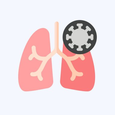 Icon Corona Virüsü. Solunum Terapisi sembolüyle ilgili. Düz stil. Basit dizayn edilebilir. Basit resimleme