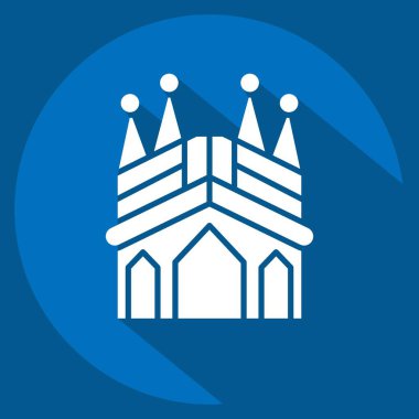 Icon Sagrada Familia. İspanya sembolüyle ilgili. Uzun gölge tarzı. Basit dizayn edilebilir. Basit resimleme