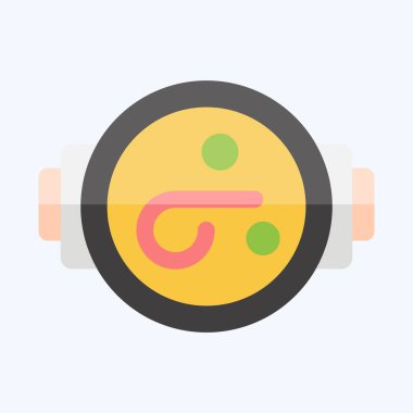 İkon deniz ürünleri pastası. İspanya sembolüyle ilgili. Düz stil. Basit dizayn edilebilir. Basit resimleme