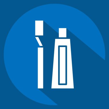 İkona edilmiş ağız temizliği. Dişçi sembolüyle ilgili. Uzun gölge tarzı. Basit dizayn edilebilir. Basit resimleme