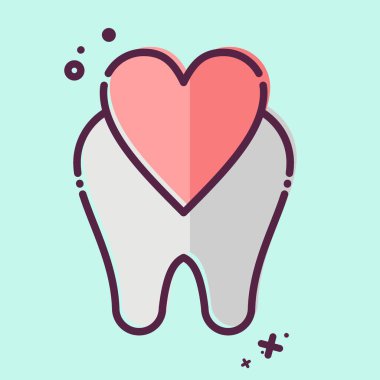 Simge Diş Bakımı. Dişçi sembolüyle ilgili. MBE tarzı. Basit dizayn edilebilir. Basit resimleme