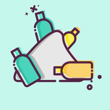 Simgesel Plastik Dağ. Plastik Kirlilik sembolüyle ilgili. MBE tarzı. Basit dizayn edilebilir. Basit resimleme