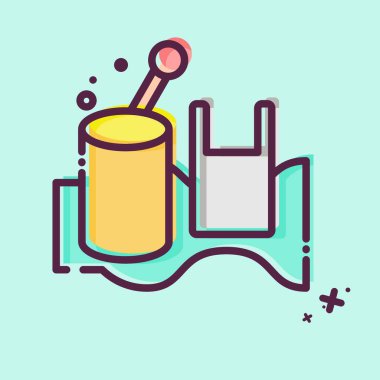 İkon Okyanusu. Plastik Kirlilik sembolüyle ilgili. MBE tarzı. Basit dizayn edilebilir. Basit resimleme