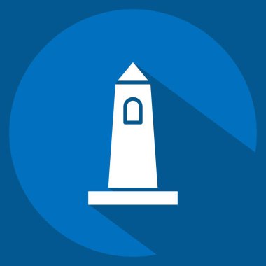 İkon Rish Yuvarlak Kulesi. İrlanda sembolüyle ilgili. Uzun gölge tarzı. Basit dizayn edilebilir. Basit resimleme