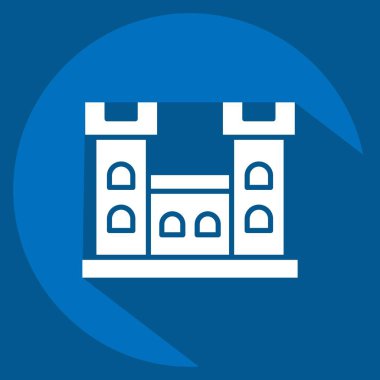 Icon Malahide Şatosu. İrlanda sembolüyle ilgili. Uzun gölge tarzı. Basit dizayn edilebilir. Basit resimleme