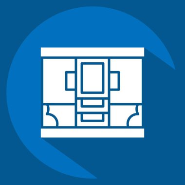 İkon Gardırop. Ev dekorasyonu sembolüyle ilgili. Uzun gölge tarzı. Basit dizayn edilebilir. Basit resimleme