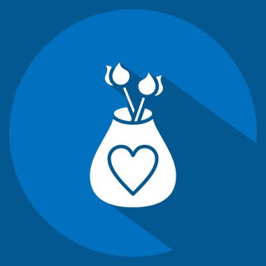 Simge vazosu. Ev dekorasyonu sembolüyle ilgili. Uzun gölge tarzı. Basit dizayn edilebilir. Basit resimleme