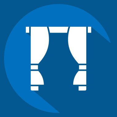 Simge Perdesi. Ev dekorasyonu sembolüyle ilgili. Uzun gölge tarzı. Basit dizayn edilebilir. Basit resimleme