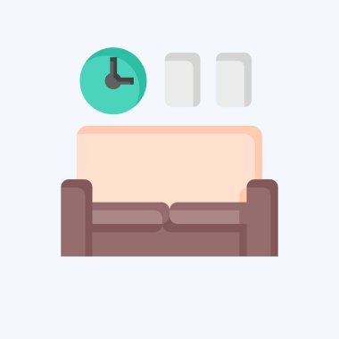 Icon Kanepesi. Ev dekorasyonu sembolüyle ilgili. Düz stil. Basit dizayn edilebilir. Basit resimleme