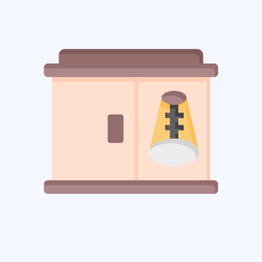 Simge Ayakkabı Rafı. Ev dekorasyonu sembolüyle ilgili. Düz stil. Basit dizayn edilebilir. Basit resimleme