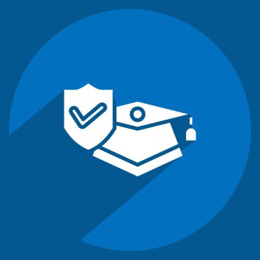 Simge Çalışması Sigortası. Finans sembolüyle ilgili. Uzun gölge tarzı. Basit dizayn edilebilir. Basit resimleme