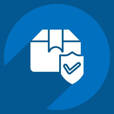 Icon Kargo Sigortası. Finans sembolüyle ilgili. Uzun gölge tarzı. Basit dizayn edilebilir. Basit resimleme