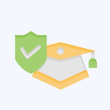 Simge Çalışması Sigortası. Finans sembolüyle ilgili. Düz stil. Basit dizayn edilebilir. Basit resimleme