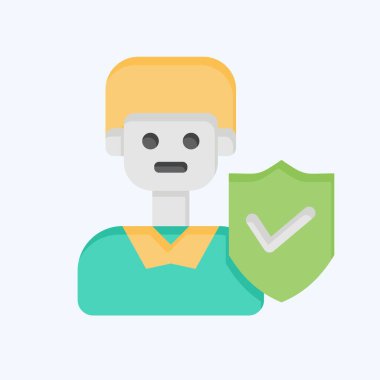 İkon Erkek Sigortası. Finans sembolüyle ilgili. Düz stil. Basit dizayn edilebilir. Basit resimleme