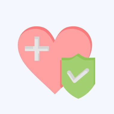 Icon Sağlık Sigortası. Finans sembolüyle ilgili. Düz stil. Basit dizayn edilebilir. Basit resimleme