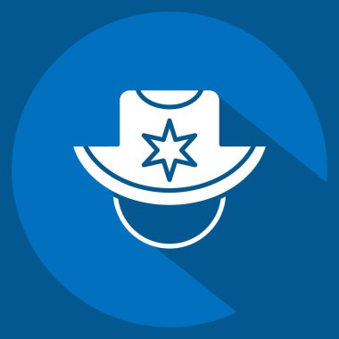 Simge güneş şapkası. Şapka sembolüyle ilgili. Uzun gölge tarzı. Basit dizayn edilebilir. Basit resimleme