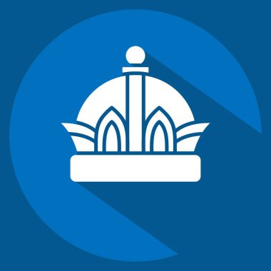 İkon Taç. Şapka sembolüyle ilgili. Uzun gölge tarzı. Basit dizayn edilebilir. Basit resimleme