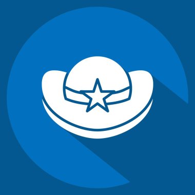 Simge Kovboy Şapkası. Şapka sembolüyle ilgili. Uzun gölge tarzı. Basit dizayn edilebilir. Basit resimleme