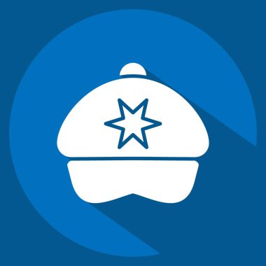 Simge kaptanı. Şapka sembolüyle ilgili. Uzun gölge tarzı. Basit dizayn edilebilir. Basit resimleme