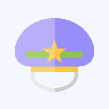 İkon Askeri Başkomiser. Şapka sembolüyle ilgili. Düz stil. Basit dizayn edilebilir. Basit resimleme