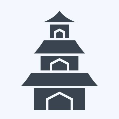 Simge Tapınağı. Sakura Festivali sembolüyle ilgili. Kabartma tarzı. Basit dizayn edilebilir. Basit resimleme