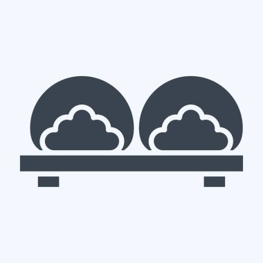 Icon Mochi. Sakura Festivali sembolüyle ilgili. Kabartma tarzı. Basit dizayn edilebilir. Basit resimleme