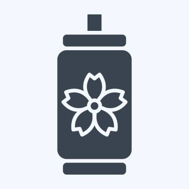 Simgesel Konserve Su. Sakura Festivali sembolüyle ilgili. Kabartma tarzı. Basit dizayn edilebilir. Basit resimleme