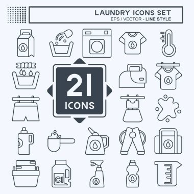 Simge Çamaşırları Ayarla. Temizlik sembolüyle ilgili. Sıra tarzı. Basit dizayn edilebilir. Basit resimleme