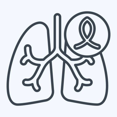 İkon Kanser. Solunum Terapisi sembolüyle ilgili. Sıra tarzı. Basit dizayn edilebilir. Basit resimleme