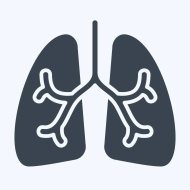 Simge akciğerleri. Solunum Terapisi sembolüyle ilgili. Kabartma tarzı. Basit dizayn edilebilir. Basit resimleme