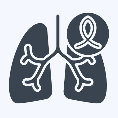 İkon Kanser. Solunum Terapisi sembolüyle ilgili. Kabartma tarzı. Basit dizayn edilebilir. Basit resimleme