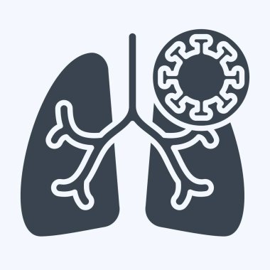 Icon Corona Virüsü. Solunum Terapisi sembolüyle ilgili. Kabartma tarzı. Basit dizayn edilebilir. Basit resimleme