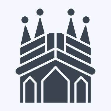 Icon Sagrada Familia. İspanya sembolüyle ilgili. Kabartma tarzı. Basit dizayn edilebilir. Basit resimleme
