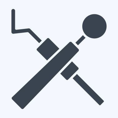 Simge Kirliliği Ekipmanı. Dişçi sembolüyle ilgili. Kabartma tarzı. Basit dizayn edilebilir. Basit resimleme