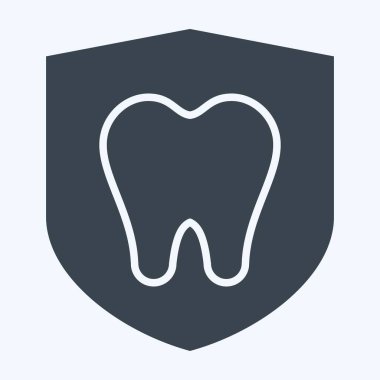 Simge Diş Koruma. Dişçi sembolüyle ilgili. Kabartma tarzı. Basit dizayn edilebilir. Basit resimleme