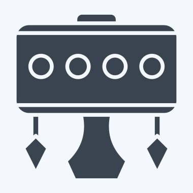 Simge lambası. Ev dekorasyonu sembolüyle ilgili. Kabartma tarzı. Basit dizayn edilebilir. Basit resimleme