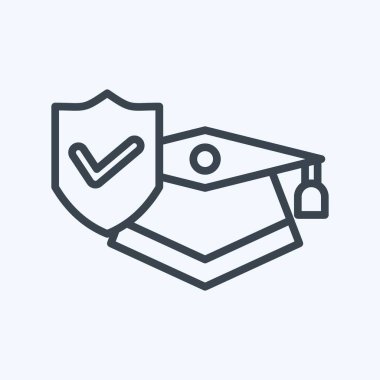 Simge Çalışması Sigortası. Finans sembolüyle ilgili. Sıra tarzı. Basit dizayn edilebilir. Basit resimleme