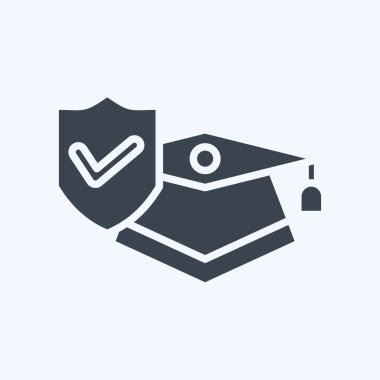 Simge Çalışması Sigortası. Finans sembolüyle ilgili. Kabartma tarzı. Basit dizayn edilebilir. Basit resimleme