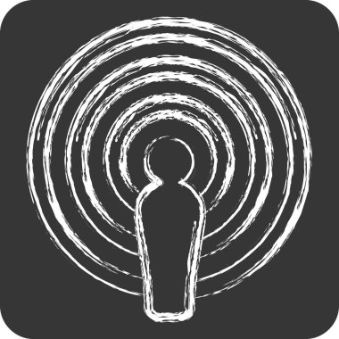 Simge Podcast 'i. Podcast sembolüyle ilgili. Tebeşir stili. Basit dizayn edilebilir. Basit resimleme