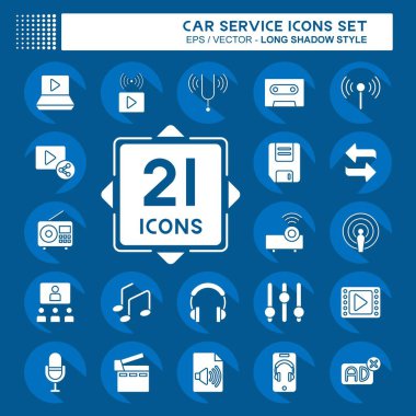 Simge Ayarlama Podcast. Müzik sembolüyle ilgili. Uzun gölge tarzı. Basit dizayn edilebilir. Basit resimleme