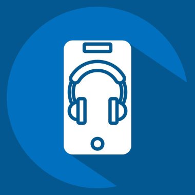 Simge Uygulaması. Podcast sembolüyle ilgili. Uzun gölge tarzı. Basit dizayn edilebilir. Basit resimleme