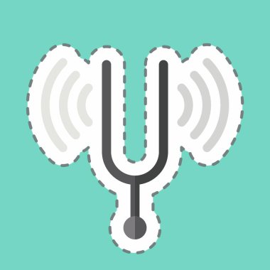 Çıkartma çizgisi Akort Çatalı 'nı kesti. Podcast sembolüyle ilgili. Basit dizayn edilebilir. Basit resimleme